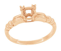 Retro 1950's Rose Gold 1/3 Carat Vintage Style Fishtail Engagement Ring Setting for a Solitaire 4.5mm Round Stone
