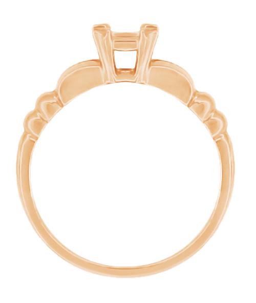 Side of 1950s Rose Gold 1/3 Carat Vintage Fishtail Engagement Ring Mounting for a 4.5mm Round Stone - Mid Century Modern