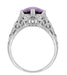 Side Filigree Detail on Art Deco Vintage Filigree Lilac Amethyst Ring - White Gold - R324