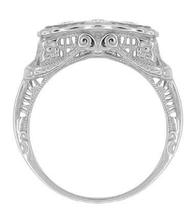 Edwardian Filigree "Three Stone" Diamond Ring in White Gold - alternate view