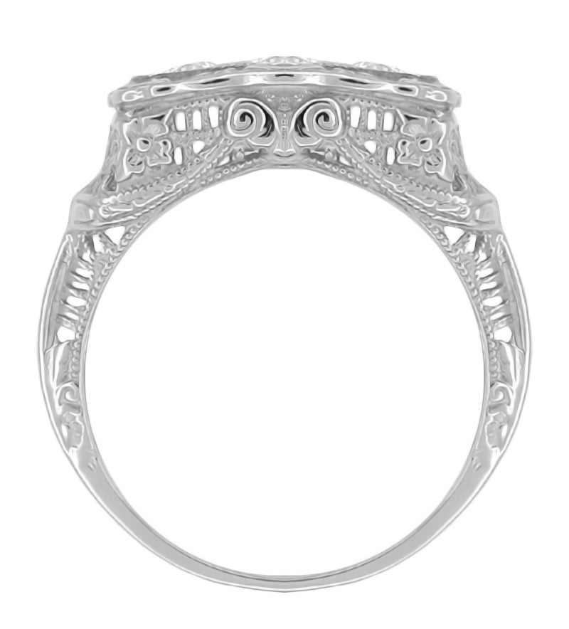 Edwardian Filigree "Three Stone" Diamond Ring in White Gold - Item: R341W10-LC - Image: 2