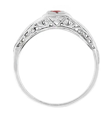 Art Deco Windsails Filigree Ruby Ring in 14K White Gold - alternate view