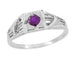 1920's Art Deco Filigree Windsails Antique Style Amethyst Ring in 14K White Gold