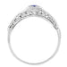 Windsails 1920's Art Deco Square Top Filigree Sapphire Ring in 14K White Gold