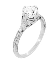 Platinum Art Deco Filigree Antique Design 1/2 Carat Solitaire Engagement Ring Setting