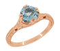 14K Rose Gold Art Deco Filigree Flowers and Wheat Engraved Solitaire Aquamarine Engagement Ring