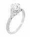 Art Deco Flowers 1/2 Carat Filigree Antique Engagement Ring Setting Design for a 5mm Round Stone in 14K or 18K White Gold