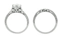 Art Deco Flowers 1/2 Carat Filigree Antique Engagement Ring Setting Design for a 5mm Round Stone in 14K or 18K White Gold