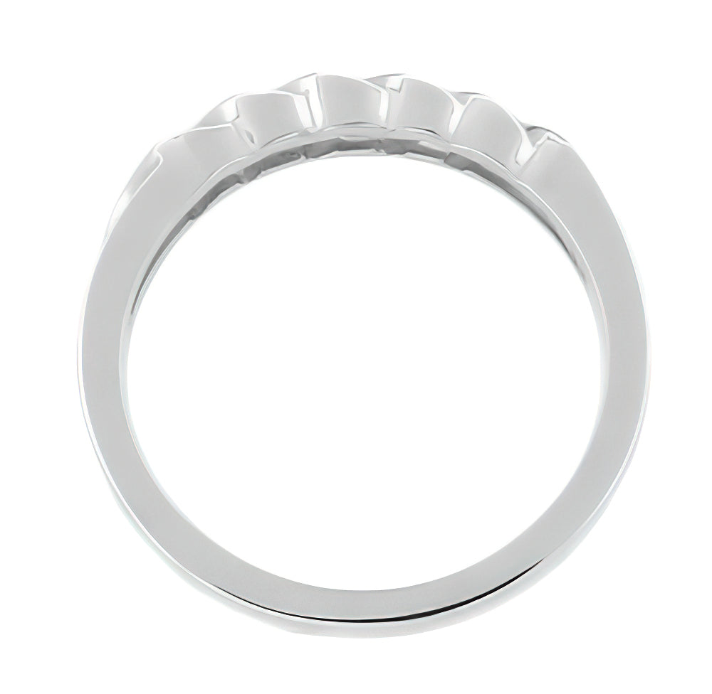 1980's Design Scroll Solo Diamond Wedding Band in White Gold - Item: R374W10-LC - Image: 2