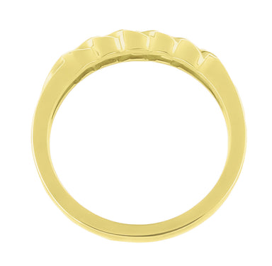 1980's Yellow Gold Open Scrolls Solo Diamond Wedding Band - alternate view