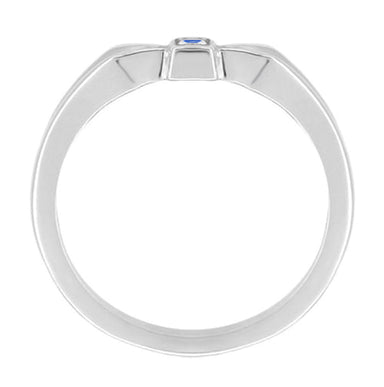 1950's Mid Century Modern Blue Sapphire Bow Promise Ring in White Gold - alternate view