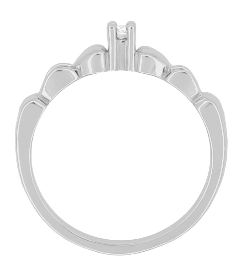 Retro Moderne Hearts Diamond Promise Ring in White Gold - Item: R379W10-LC - Image: 2