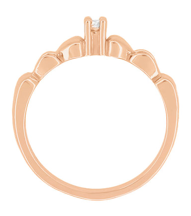 1950's Retro Hearts Diamond Promise Ring in 14 Karat Rose Gold - alternate view
