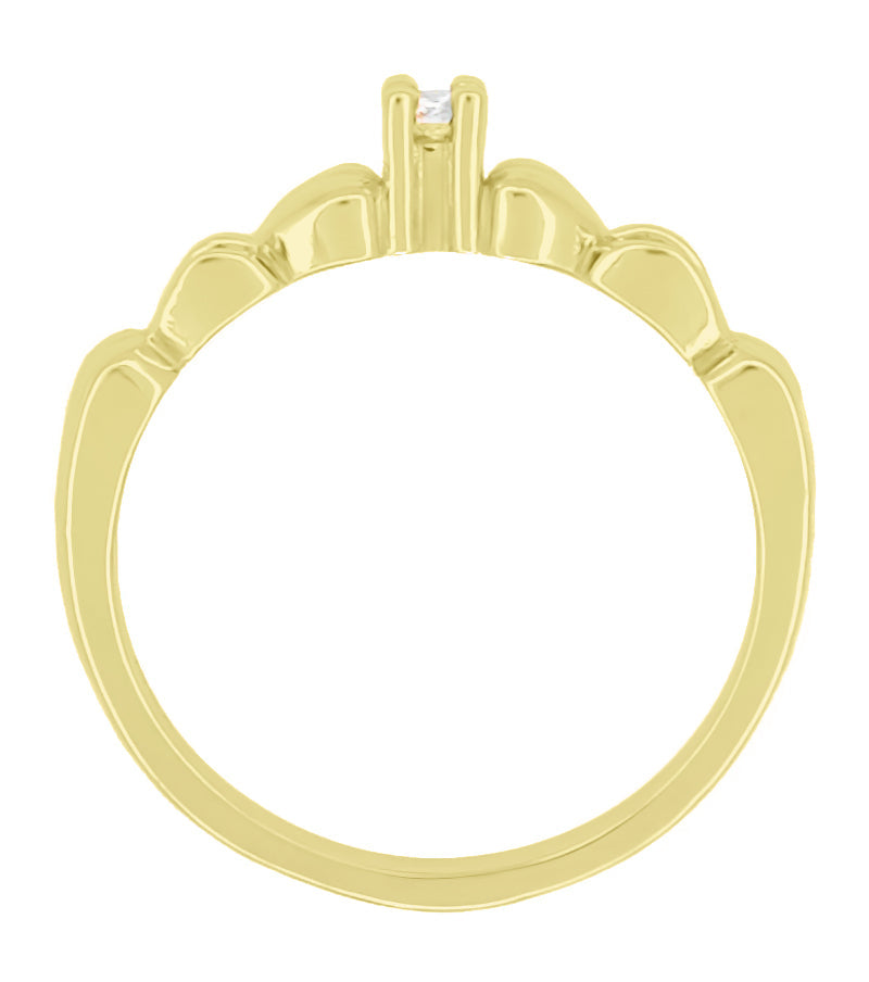 Side of Yellow Gold 1950s Vintage Diamond Promise Ring - R379Y