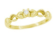 Yellow Gold 1950s Vintage Diamond Promise Ring with Hearts on Sides - Purity Ring for Women R379Y