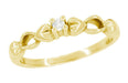 Retro Moderne Hearts White Sapphire Promise Ring in Yellow Gold