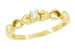 Retro Moderne Hearts White Sapphire Promise Ring in Yellow Gold