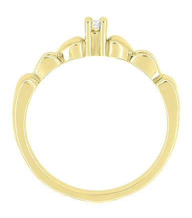 Retro Moderne Hearts White Sapphire Promise Ring in Yellow Gold - alternate view
