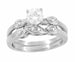 1950's Retro Moderne 1/4 Carat Diamond Engagement Ring and Wedding Band Bridal Set in Platinum
