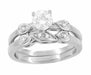 1950's Retro Moderne 1/4 Carat Diamond Engagement Ring and Wedding Band Bridal Set in Platinum