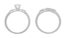 1950's Retro Moderne 1/4 Carat Diamond Engagement Ring and Wedding Band Bridal Set in Platinum