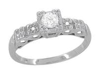 Art Deco 1/4 Carat Diamond Pansy Flowers Fishtail Engagement Ring in 14 Karat White Gold