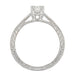 Art Deco Platinum Diamond Engagement Ring with 0.60 Carat Center Diamond in Hand Engraved Fishtail Setting