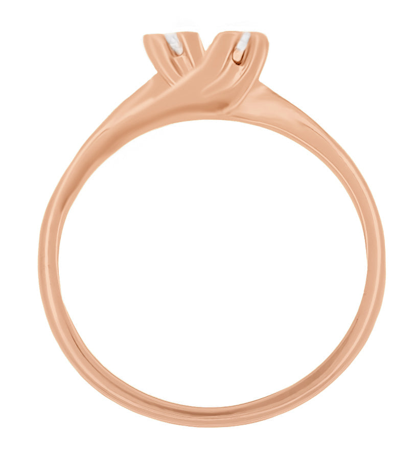 Rose Gold 1950's Mid Century Modern Bypass Diamond Promise Ring - Item: R446R-LC - Image: 2