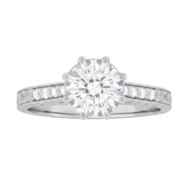 Royal Crown 1 - 1.25 Carat Antique Style Engraved Platinum Engagement Ring Setting - alternate view