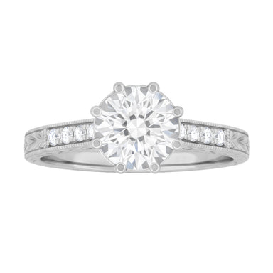 Royal Crown 1 - 1.25 Carat Antique Style Engraved Platinum Engagement Ring Setting - alternate view