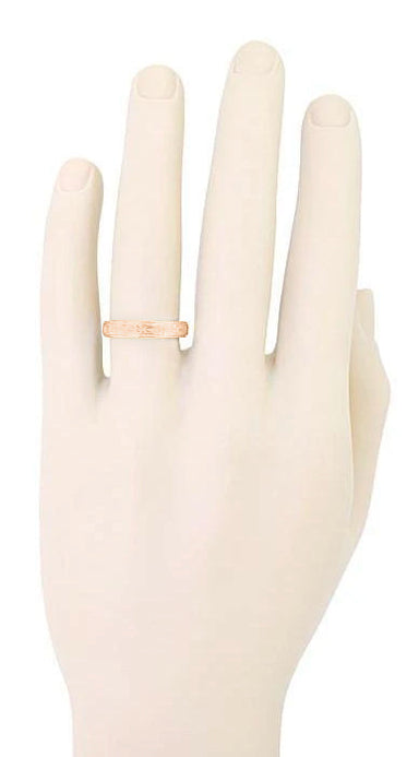 Rose Gold 1930's Art Deco Men's Floral Grooved Wedding Band - 5mm Wide - alternate view