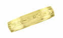 Yellow Gold 1930's Art Deco Men's Floral Grooved Wedding Band - 5mm Wide