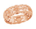 Rose Gold Art Deco Sculptural Floral Scalloped Filigree Wedding Band - 6.5mm Wide
