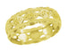 Art Deco Yellow Gold Scalloped Floral Open Filigree Wide Wedding Band - 6.5mm