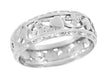 Edwardian Flowers and Hearts Scalloped Filigree Wedding Band in 14 Karat White Gold