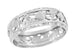 Edwardian Flowers and Hearts Scalloped Filigree Wedding Band in 14 Karat White Gold