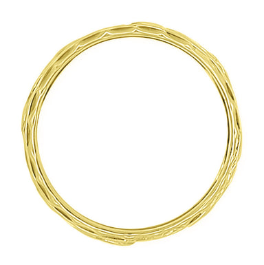 Yellow Gold Edwardian Flowers and Hearts Scalloped Filigree Wide Wedding Ring - alternate view