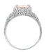 Edwardian Filigree Emerald Cut Morganite Engagement Ring in 14 Karat White Gold