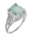 Platinum Edwardian Filigree Emerald Cut Prasiolite Ring ( Green Amethyst )