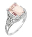 Edwardian Filigree 3 Carat Emerald Cut Morganite Engagement Ring in Platinum