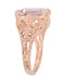 14 Karat Rose Gold Edwardian Filigree Emerald Cut Rose de France Ring