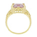 Yellow Gold Edwardian Filigree Emerald Cut Rose de France Ring