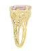 Yellow Gold Edwardian Filigree Emerald Cut Rose de France Ring