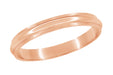 14K Solid Rose Gold Grooved Edge Mid Century Modern Vintage 3mm Wide Domed Wedding Band - Flat Inside - R619R