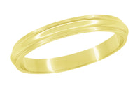 3mm Wide Grooved Dome Mid Century Modern Vintage Style Yellow Gold Wedding Band
