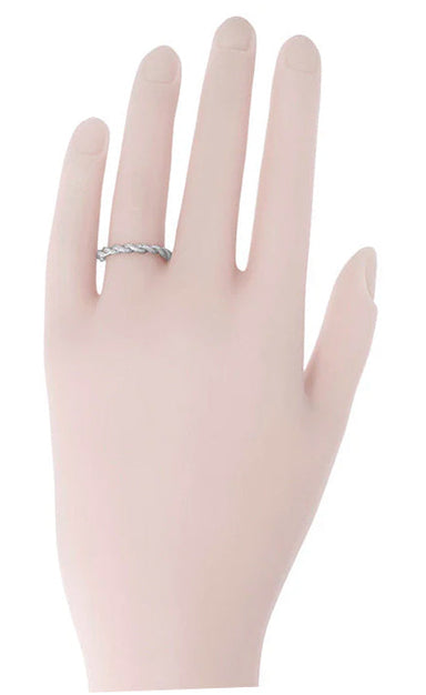 1970's Vintage Inspired Platinum Twisted Rope Wedding Band - 2.8mm Wide - alternate view