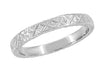 1950s Geometric Modernist Vintage Wedding Band White Gold - 3mm Wide - Carved Pattern