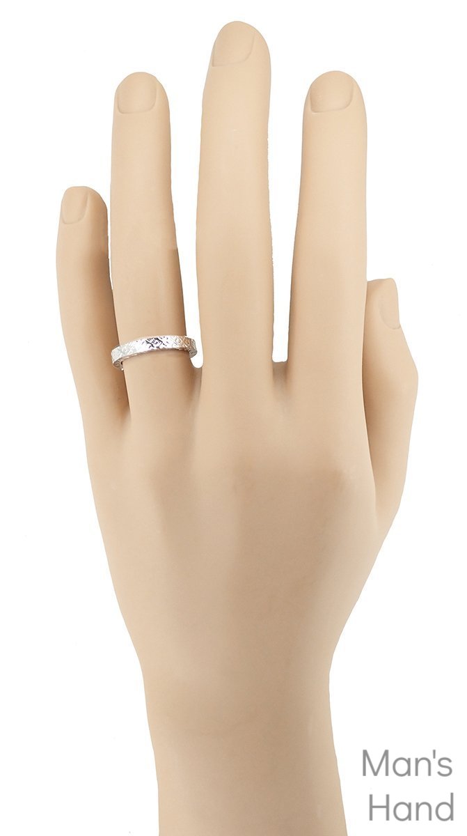 1950's Geometric Modernist Wedding Band in White Gold - Item: R623W10 - Image: 3