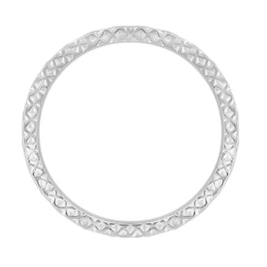 1950's Geometric Modernist Wedding Band in White Gold - alternate view