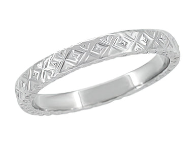 Platinum 1950's Mid Century Modern Antique Style Sculptural Wedding Band